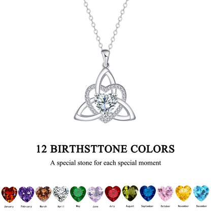 Birthstone Celtic Trinity Knot Heart Necklace✨ Heart Shape Celtic Trinity Knot Birthstone Pendant