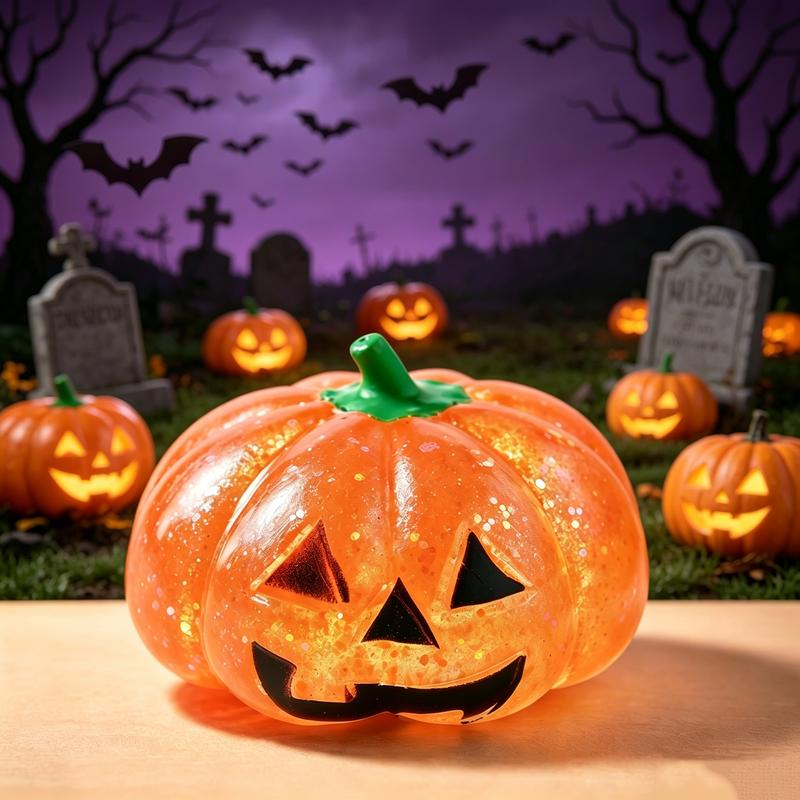 🎃 Halloween Pumpkin Squishy Toy, Slow Rebound Pinch Stress Relief Fidget Ball
