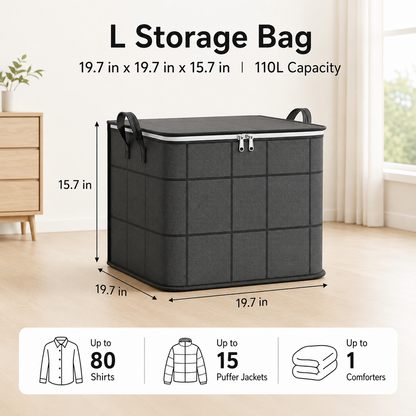 🔥Spacious Moving & Storage Bin Zippered Fabric Organizer