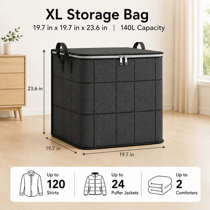 🔥Spacious Moving & Storage Bin Zippered Fabric Organizer