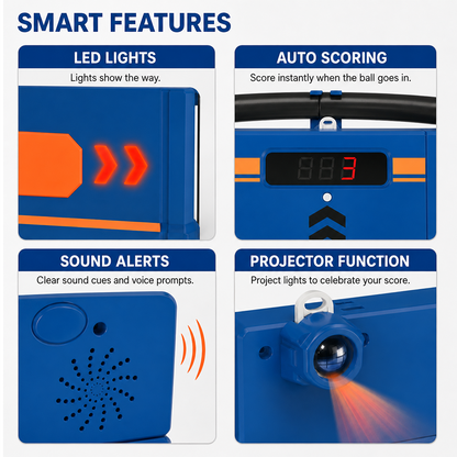 ⚽Soccer Round-About Interactive Soccer Training Game with Auto Scoring, LED Lights & Projector – Indoor & Outdoor Soccer Toy for Kids🌟