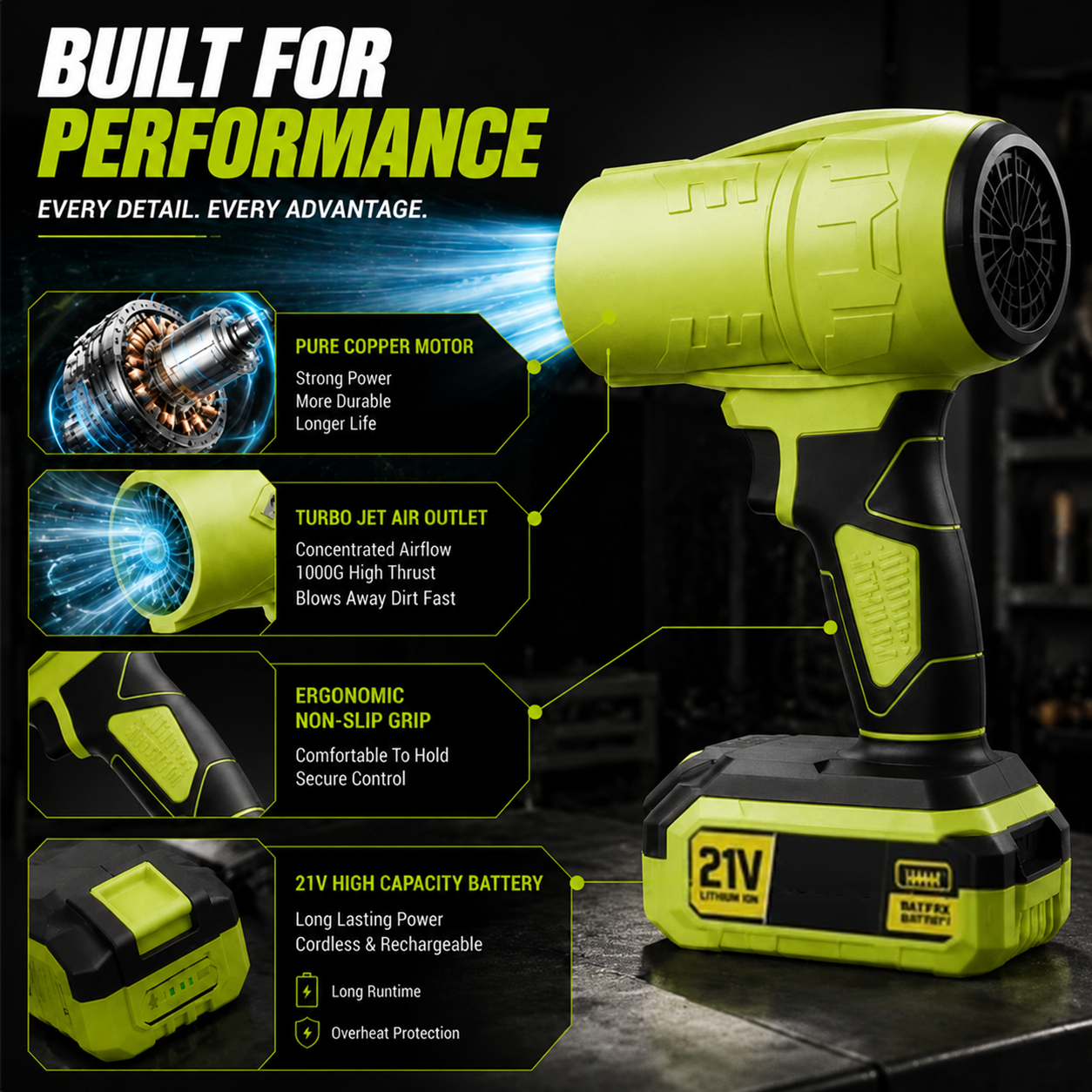 🔥Turbo Jet Blower – 1000G Cordless Air Duster