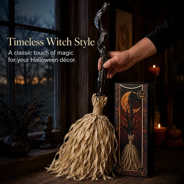 🧙‍♀️🧹Animated Moving Witch Broom with Light & Sound