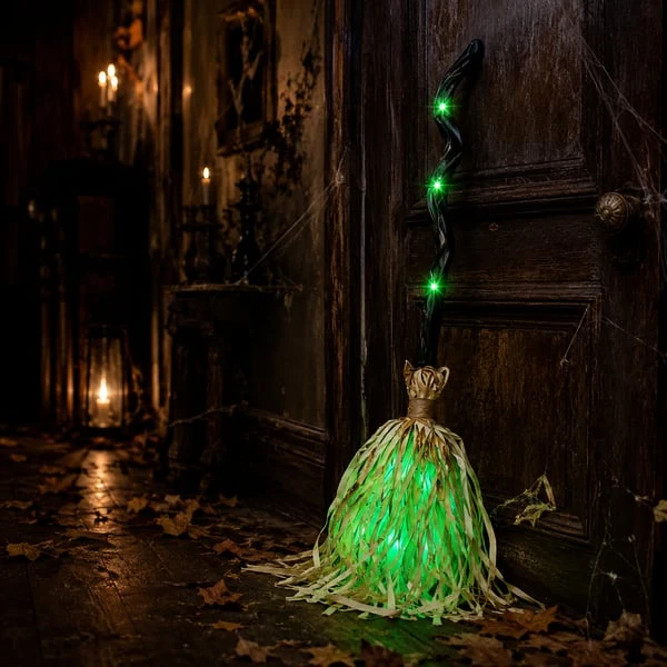 🧙‍♀️🧹Animated Moving Witch Broom with Light & Sound