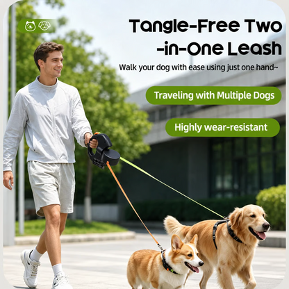 🔥LAST DAY 50% OFF - Dual Retractable Dog Leash for 2 Dogs