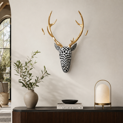 🦌 Modern Mosaic Deer Head Wall Art – Colorful Statement Home Decor ✨