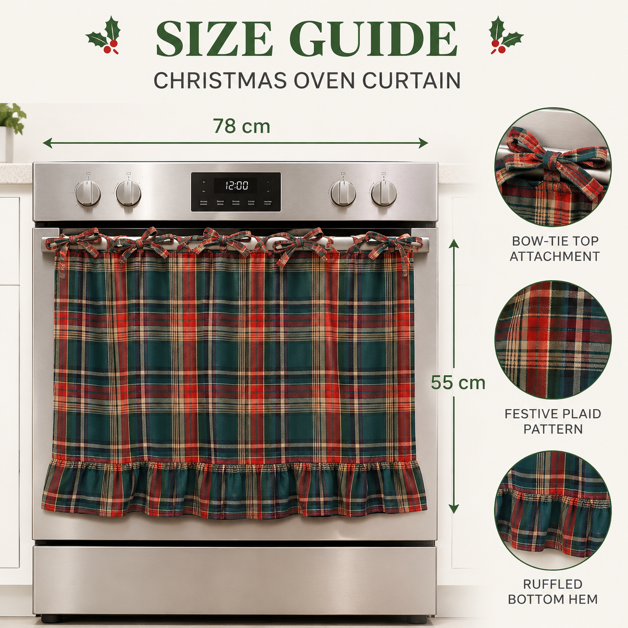 Farmhouse Gingham Stove Curtain 🏡✨ – Ruffled Kitchen Decor