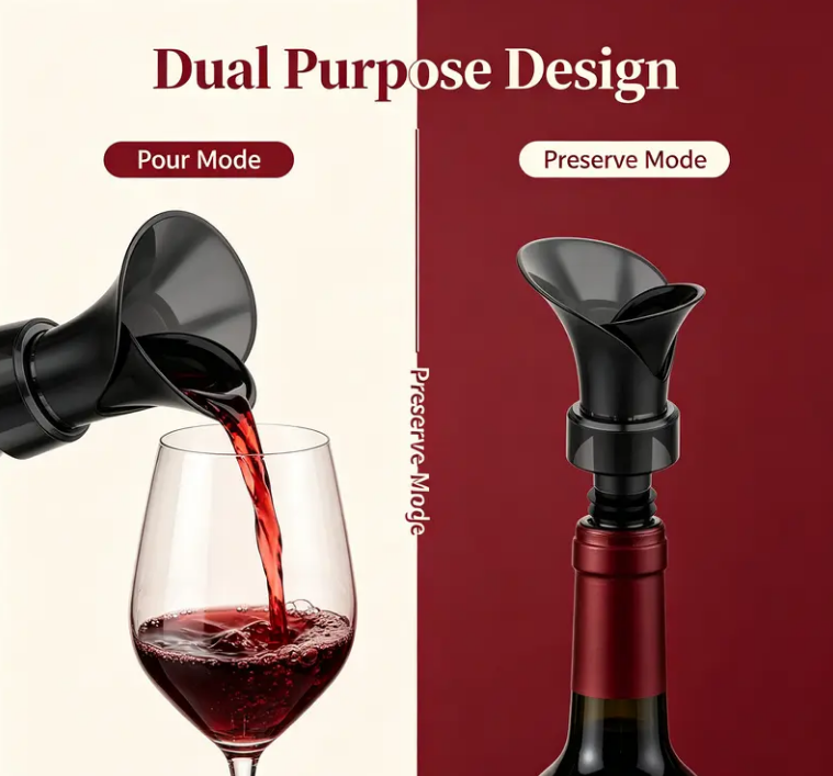2‑in‑1 Floral Wine Pourer & Stopper | Drip‑Free Pouring & Seal To Keep Wine Fresh