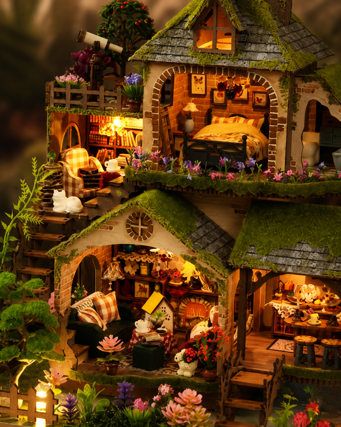 Enchanted Woodland Cottage 🏡✨ – Handcrafted-Style Fairy Garden Decor