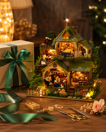 Enchanted Woodland Cottage 🏡✨ – Handcrafted-Style Fairy Garden Decor
