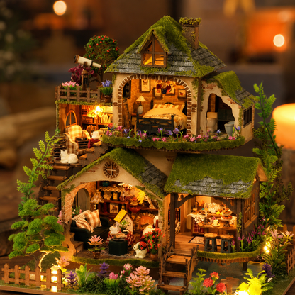 Enchanted Woodland Cottage 🏡✨ – Handcrafted-Style Fairy Garden Decor