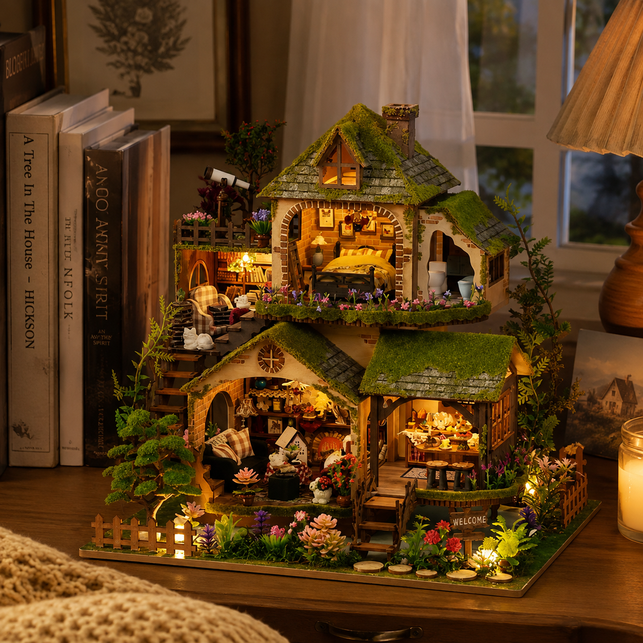 Enchanted Woodland Cottage 🏡✨ – Handcrafted-Style Fairy Garden Decor