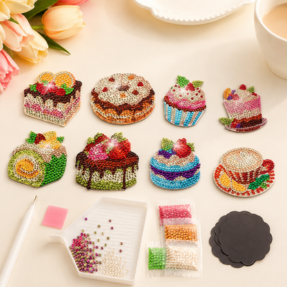 8PCS DIY Diamond Art Fridge Magnets 🎨💎 – Creative Kitchen Craft Kit