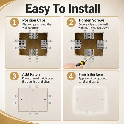 Drywall Repair Clips 🛠️ – Easy Wall & Ceiling Hole Patching Kit