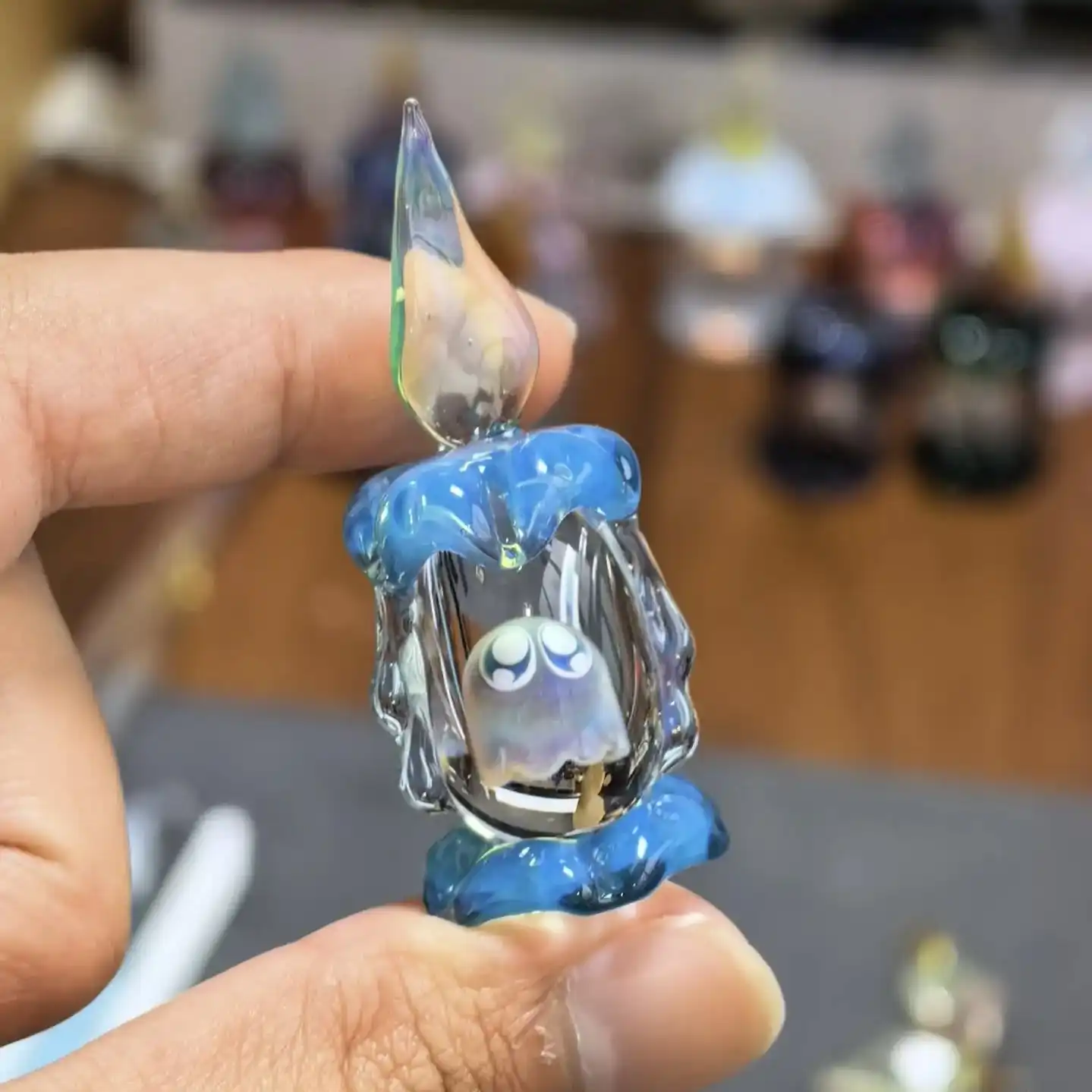 Ghost in a Candle Glass Figurine 👻🕯️ – Handmade Halloween Decor