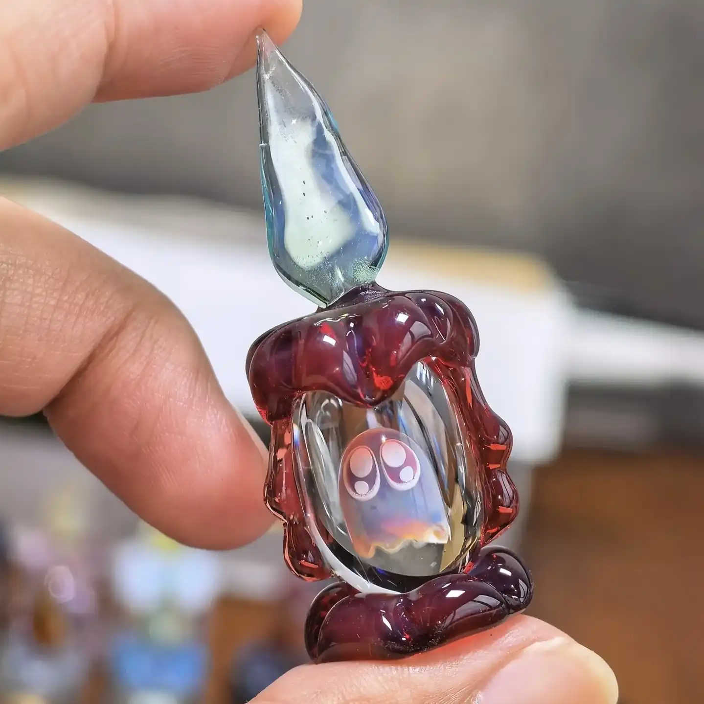 Ghost in a Candle Glass Figurine 👻🕯️ – Handmade Halloween Decor
