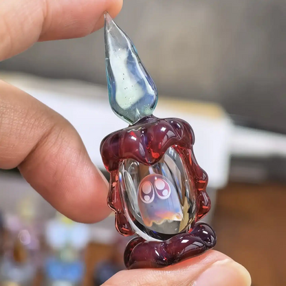 Ghost in a Candle Glass Figurine 👻🕯️ – Handmade Halloween Decor