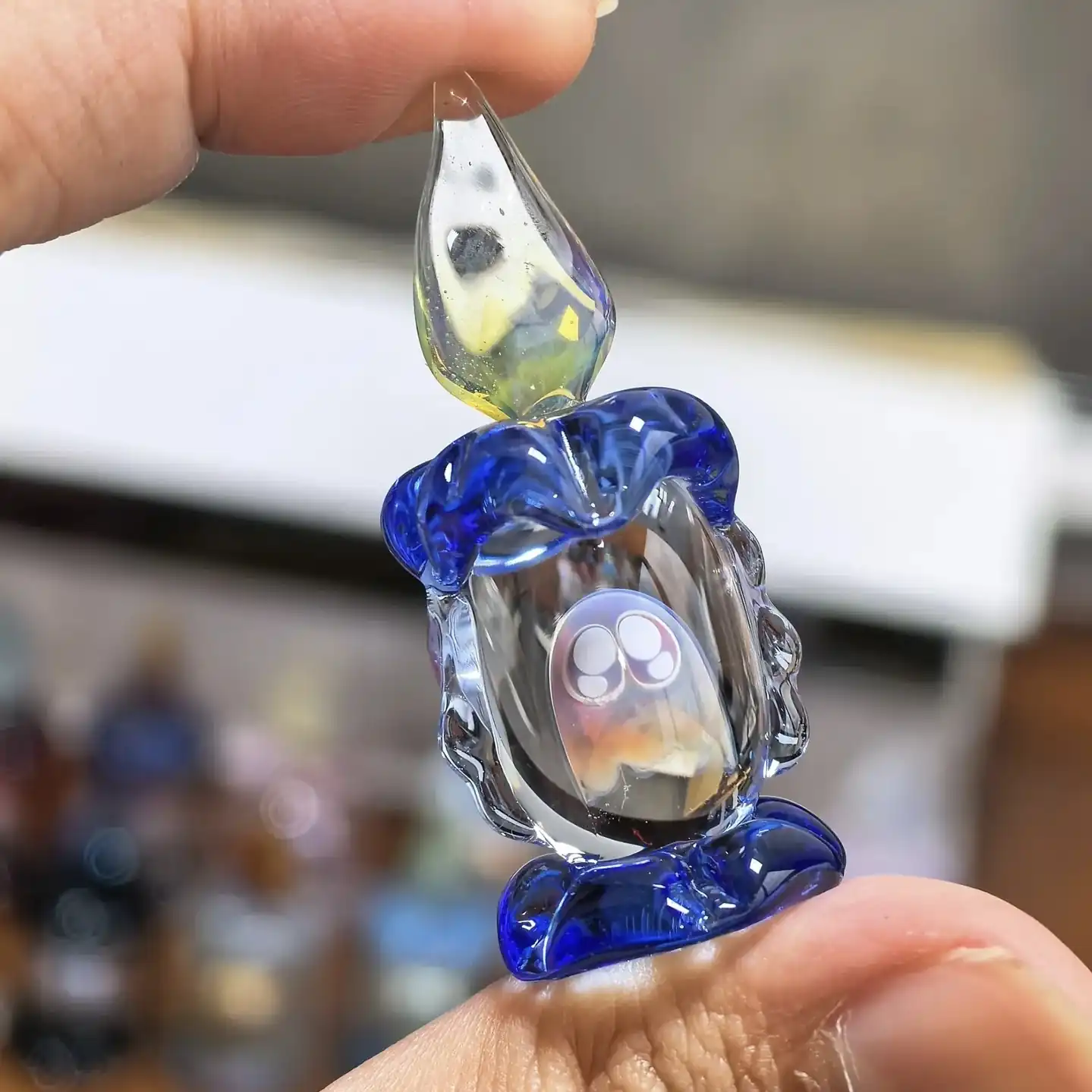 Ghost in a Candle Glass Figurine 👻🕯️ – Handmade Halloween Decor
