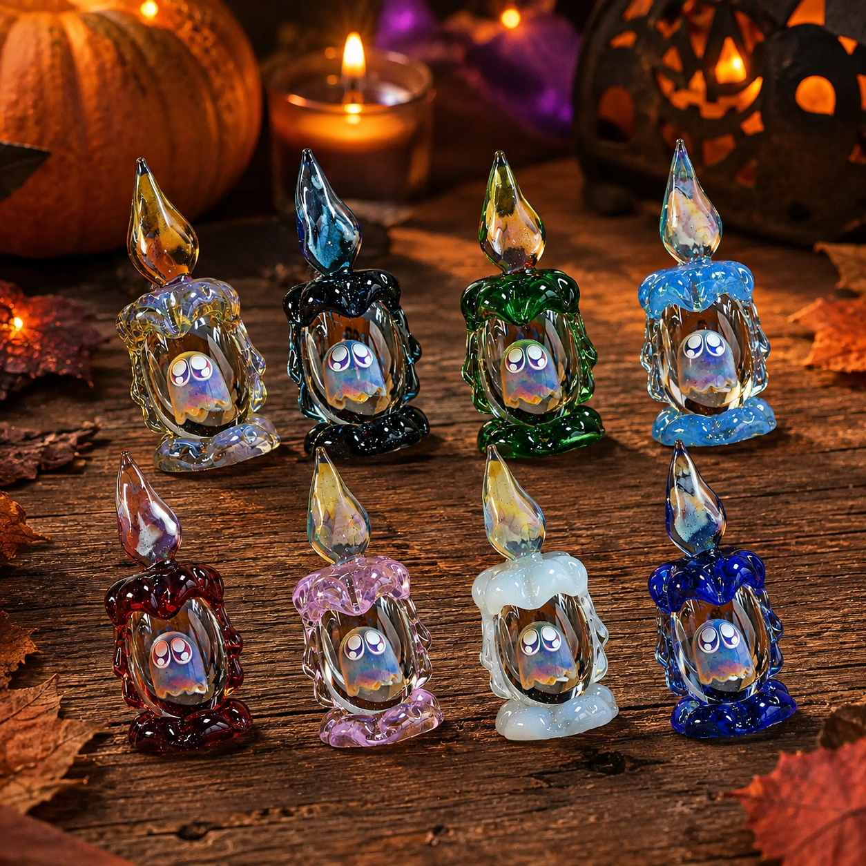 Ghost in a Candle Glass Figurine 👻🕯️ – Handmade Halloween Decor