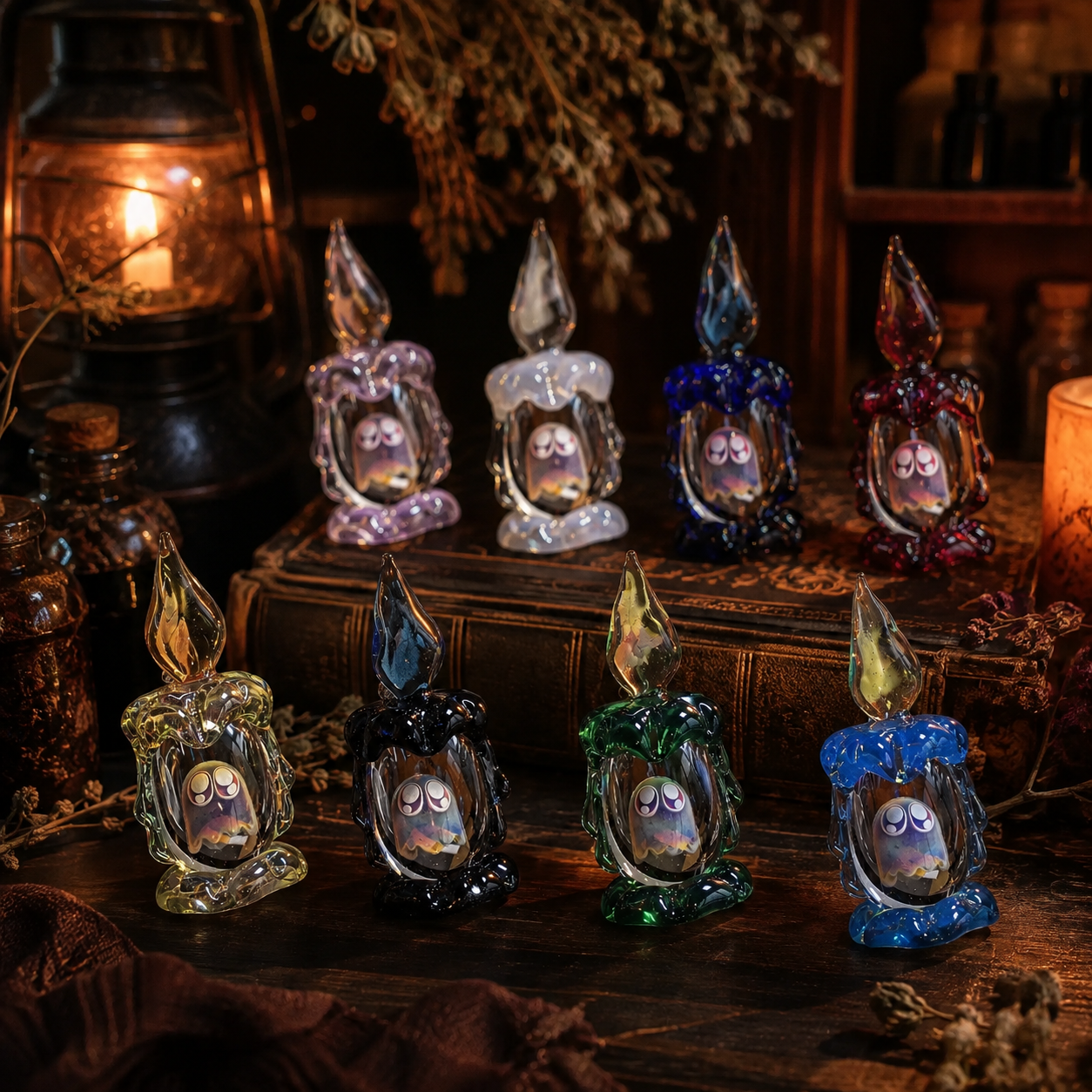 Ghost in a Candle handmade glass figurine Halloween collection