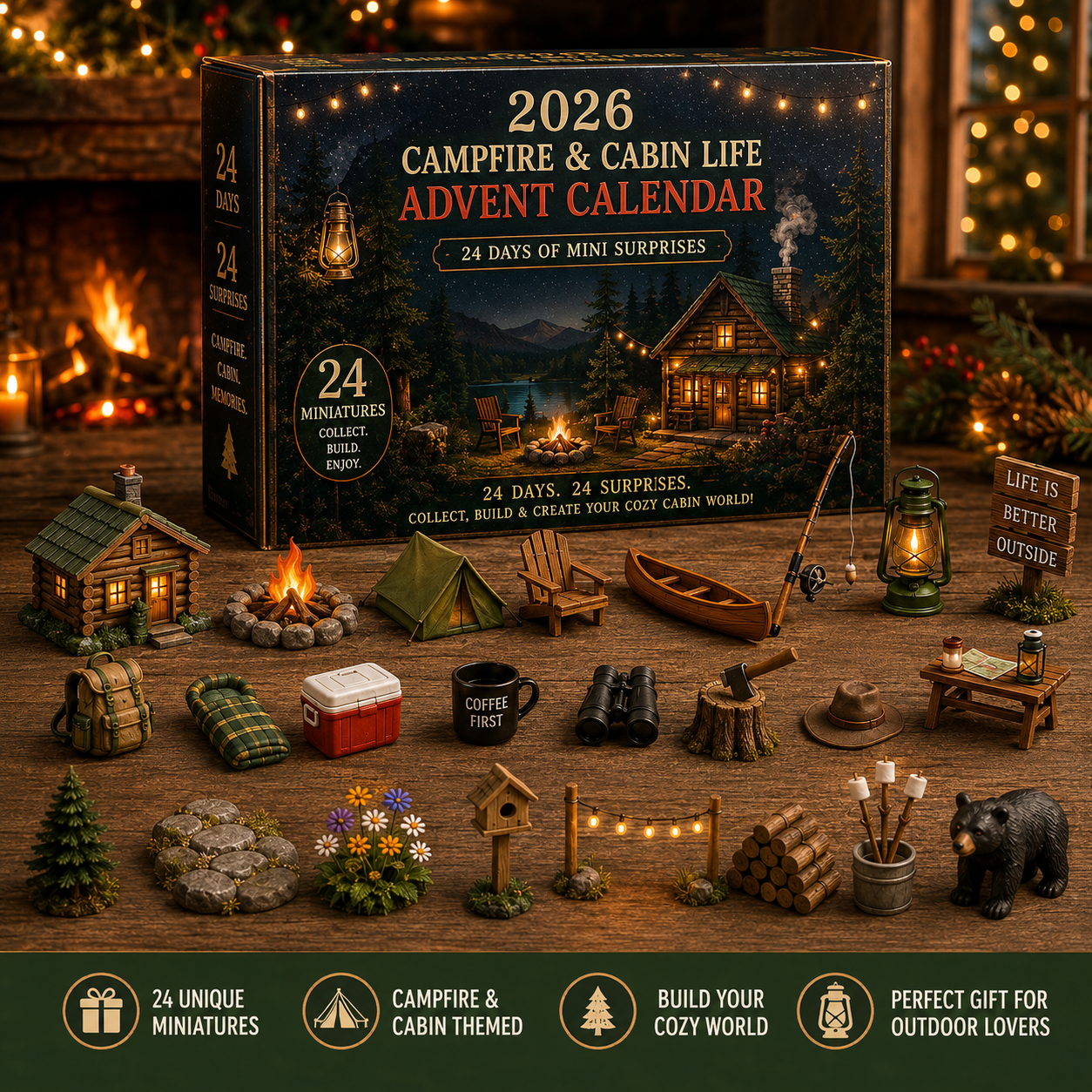 2026 Cozy Cabin Advent Calendar 🏕️🔥 – 24 Days of Campfire Surprises