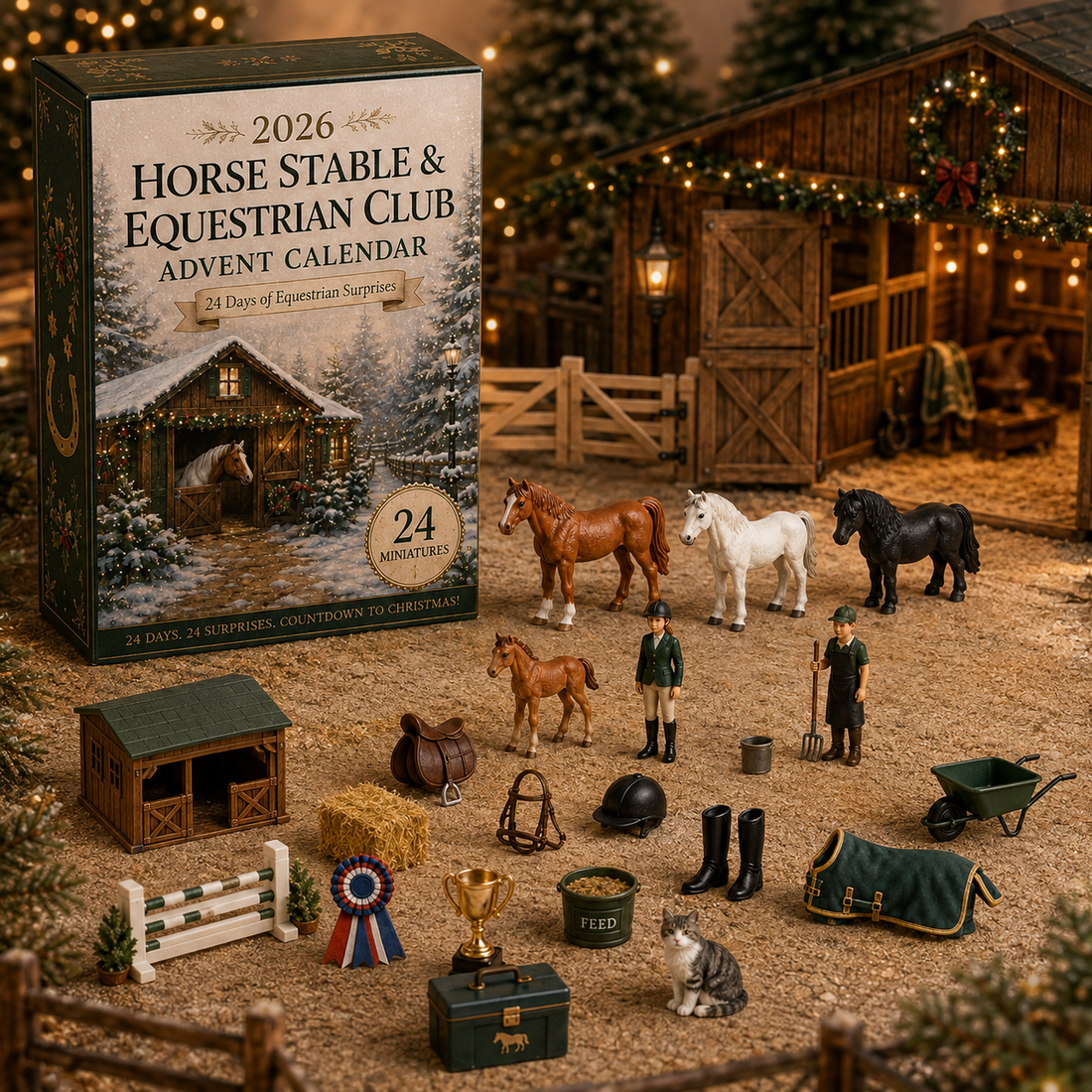 Miniature horse stable Advent Calendar scene