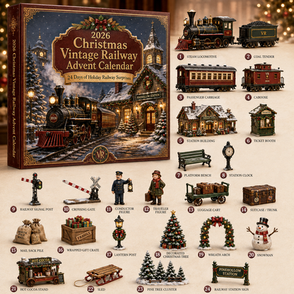 2026 Vintage Christmas Railway Advent Calendar 🚂🎄 – 24 Days of Festive Surprises