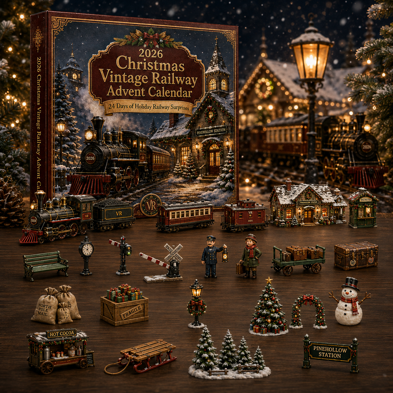 2026 Vintage Christmas Railway Advent Calendar 🚂🎄 – 24 Days of Festive Surprises