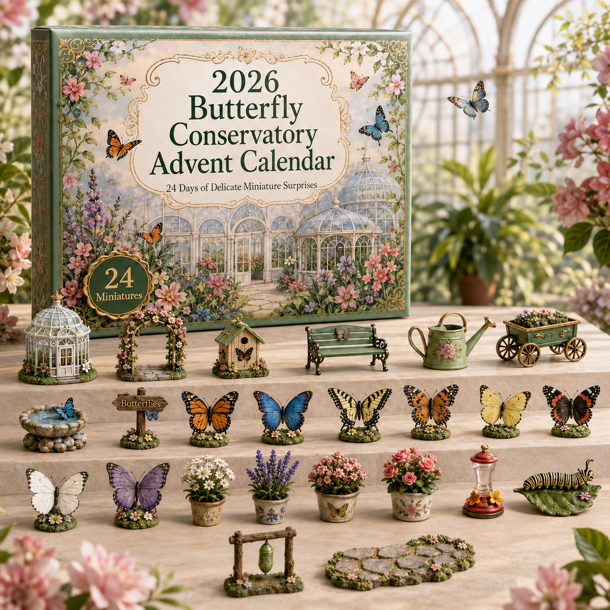 2026 Butterfly Conservatory Advent Calendar 🦋🌿 – 24 Days of Miniature Garden Surprises