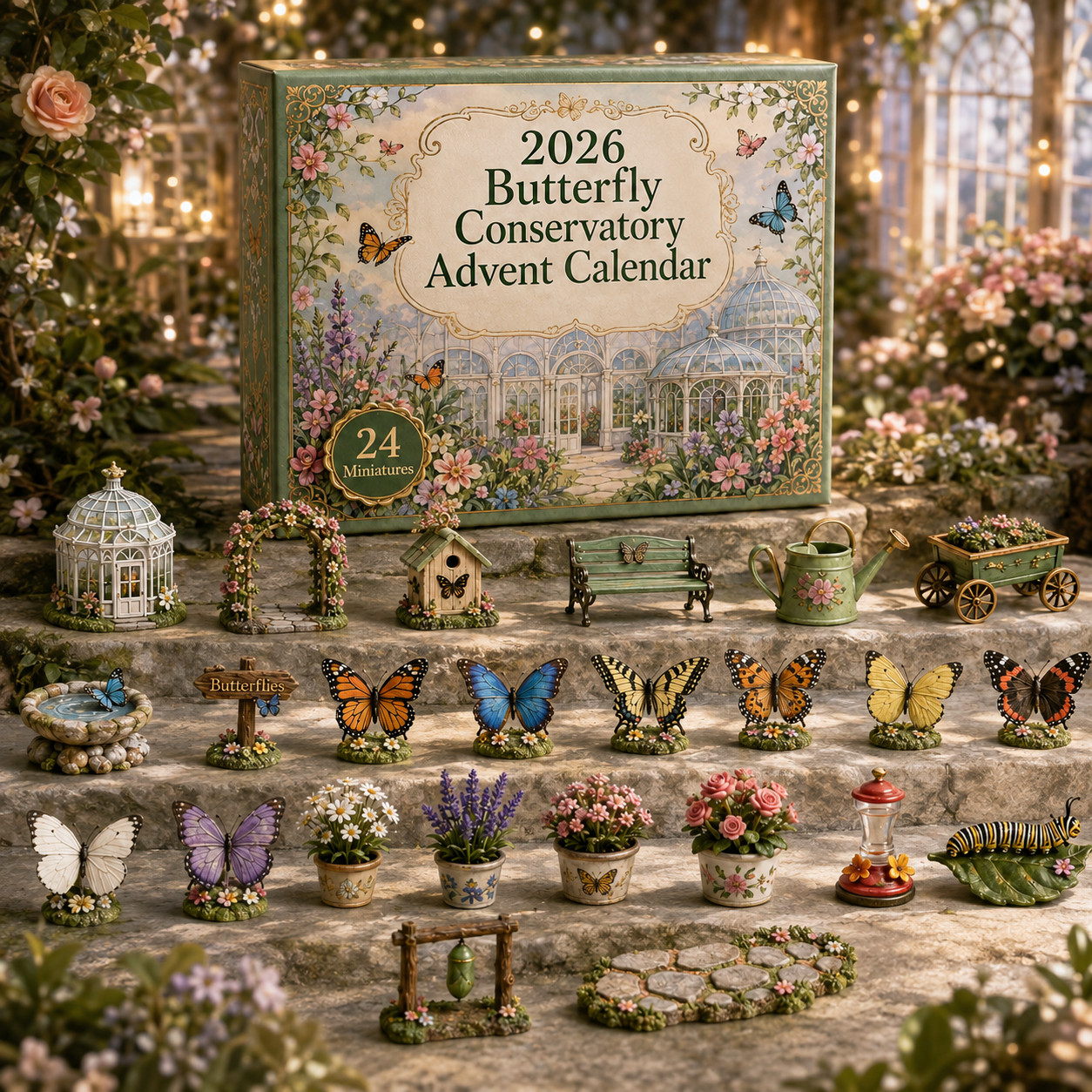 2026 Butterfly Conservatory Advent Calendar 🦋🌿 – 24 Days of Miniature Garden Surprises