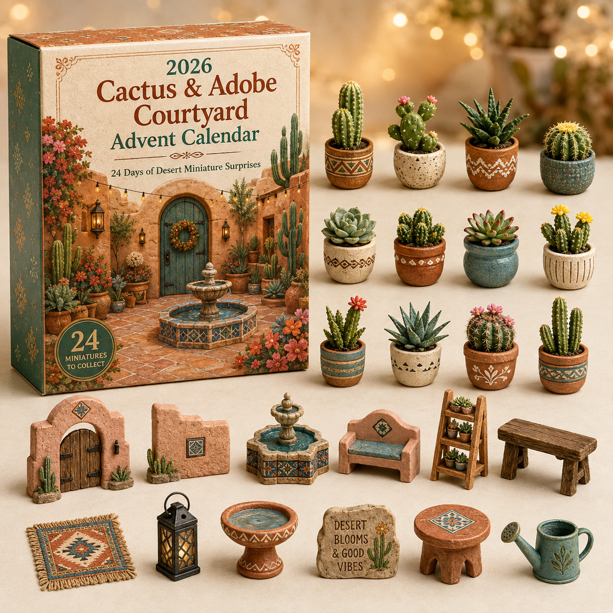 2026 Desert Courtyard Advent Calendar 🌵☀️ – 24 Days of Miniature Southwestern Surprises