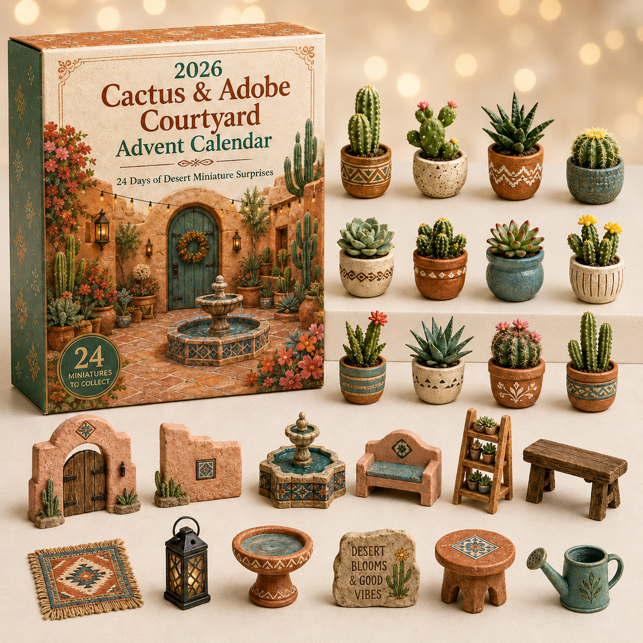 2026 Desert Courtyard Advent Calendar 🌵☀️ – 24 Days of Miniature Southwestern Surprises