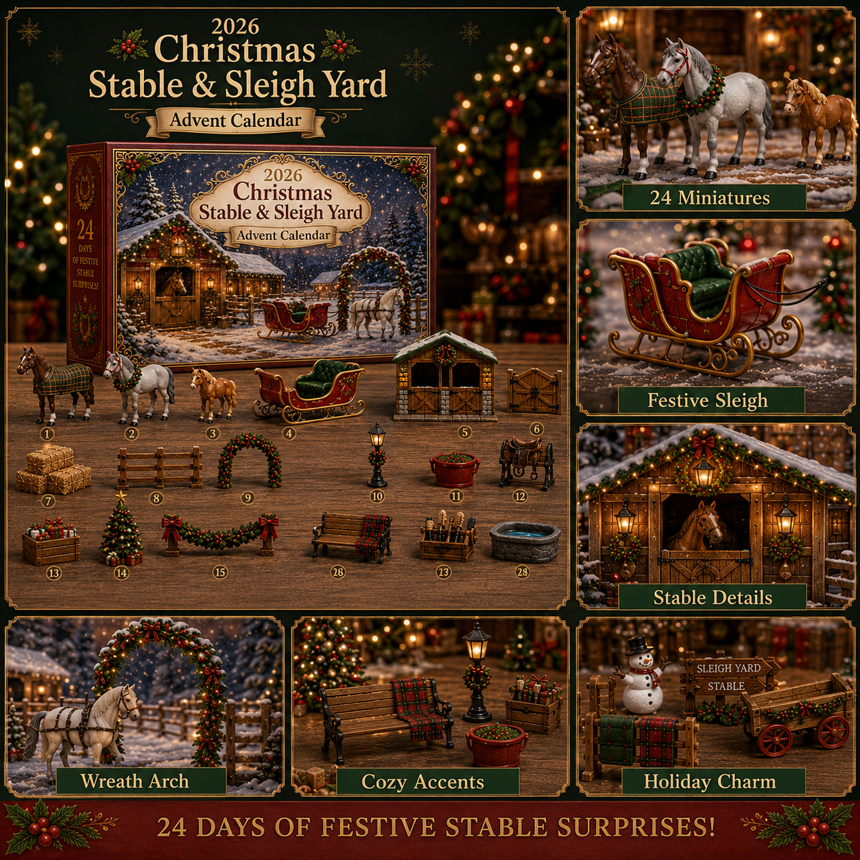 2026 Christmas Stable Advent Calendar 🎄🐴 – 24 Days of Santa's Sleigh Surprises