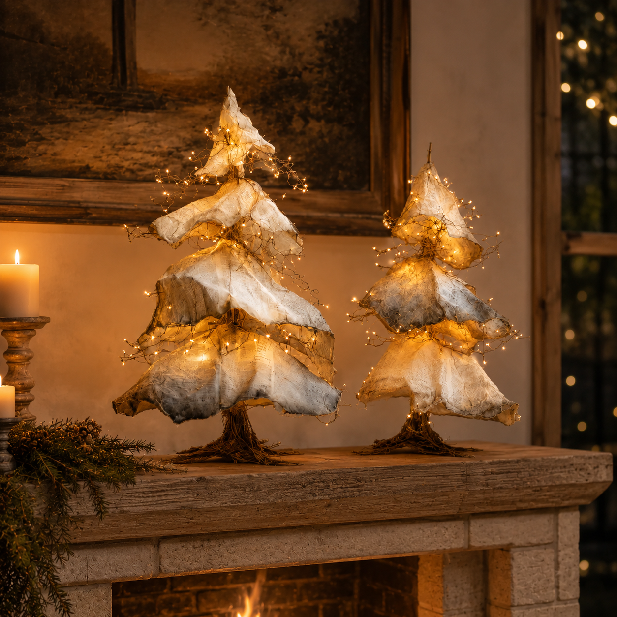 Windswept Winter Trees – Lighted Sculptural Tree Set