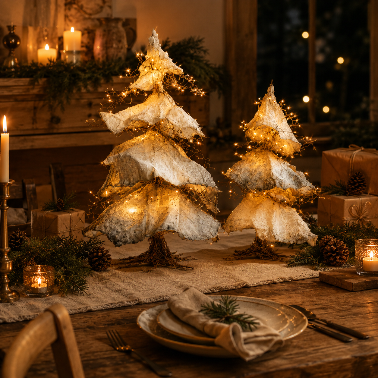 Windswept Winter Trees – Lighted Sculptural Tree Set