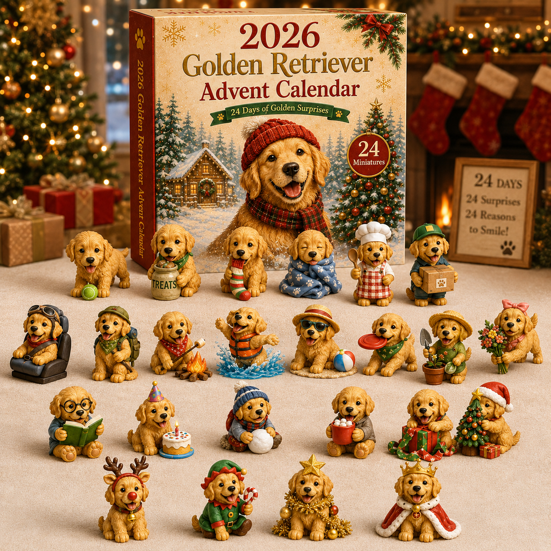 Golden Retriever Advent Calendar Christmas collectible set