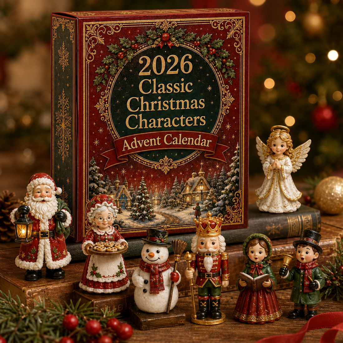 Santa Mrs Claus Nutcracker Snowman Angel and Caroler miniature Christmas characters