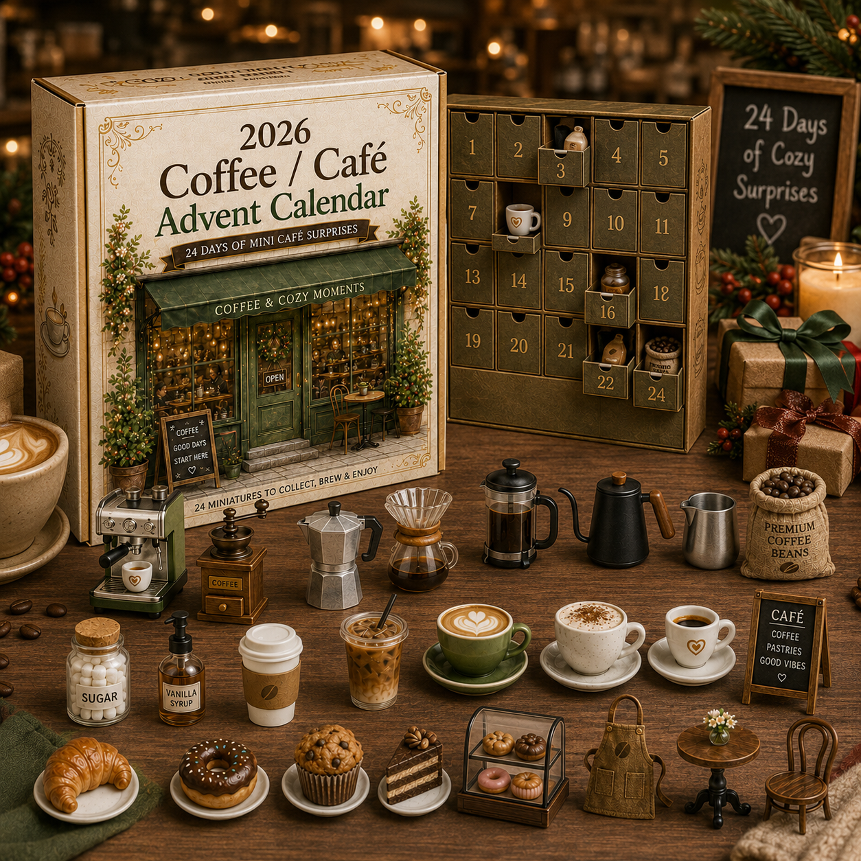 2026 Cozy Café Advent Calendar ☕🎄 – 24 Days of Miniature Coffee Shop Surprises