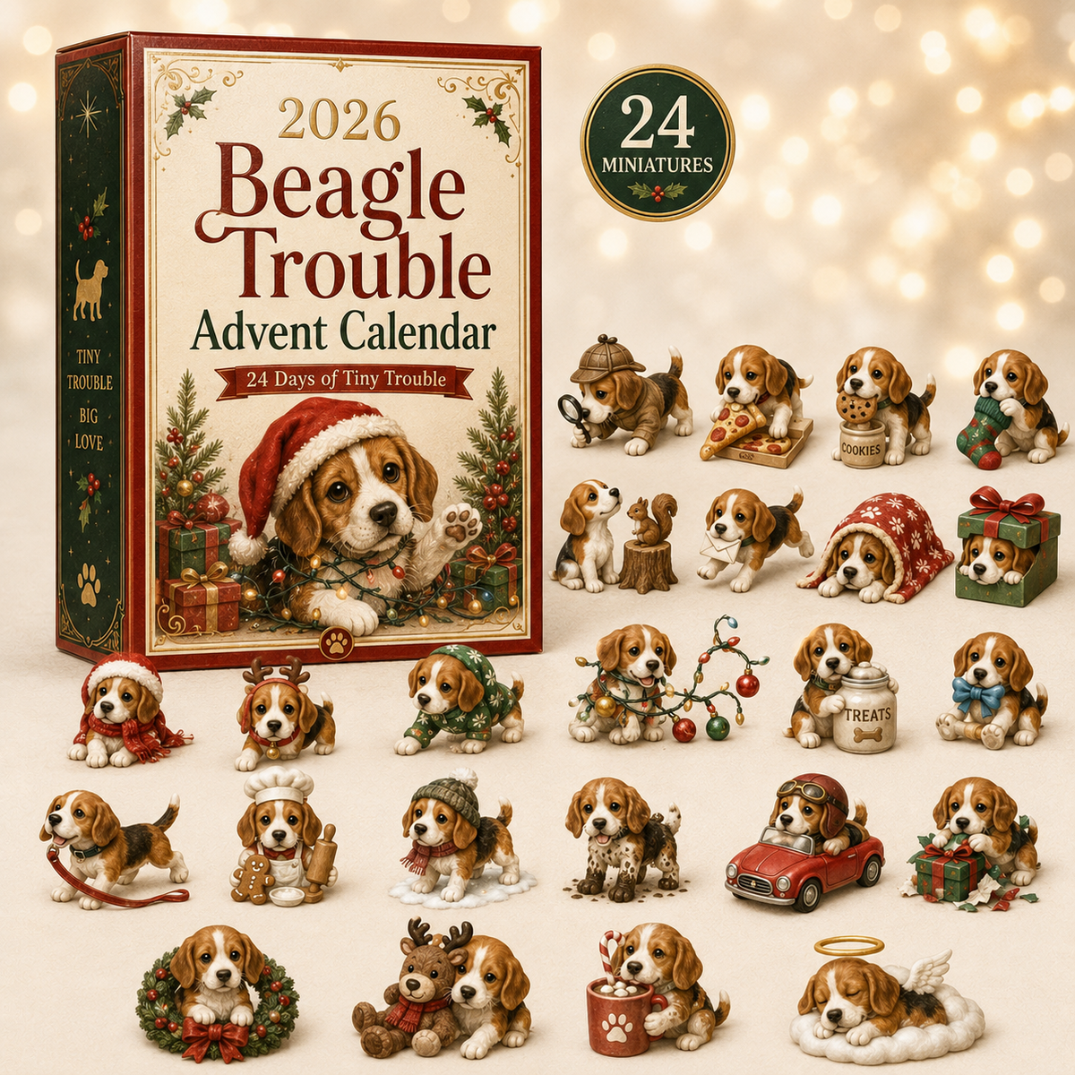 2026 Beagle Trouble Advent Calendar with 24 miniature Beagle characters