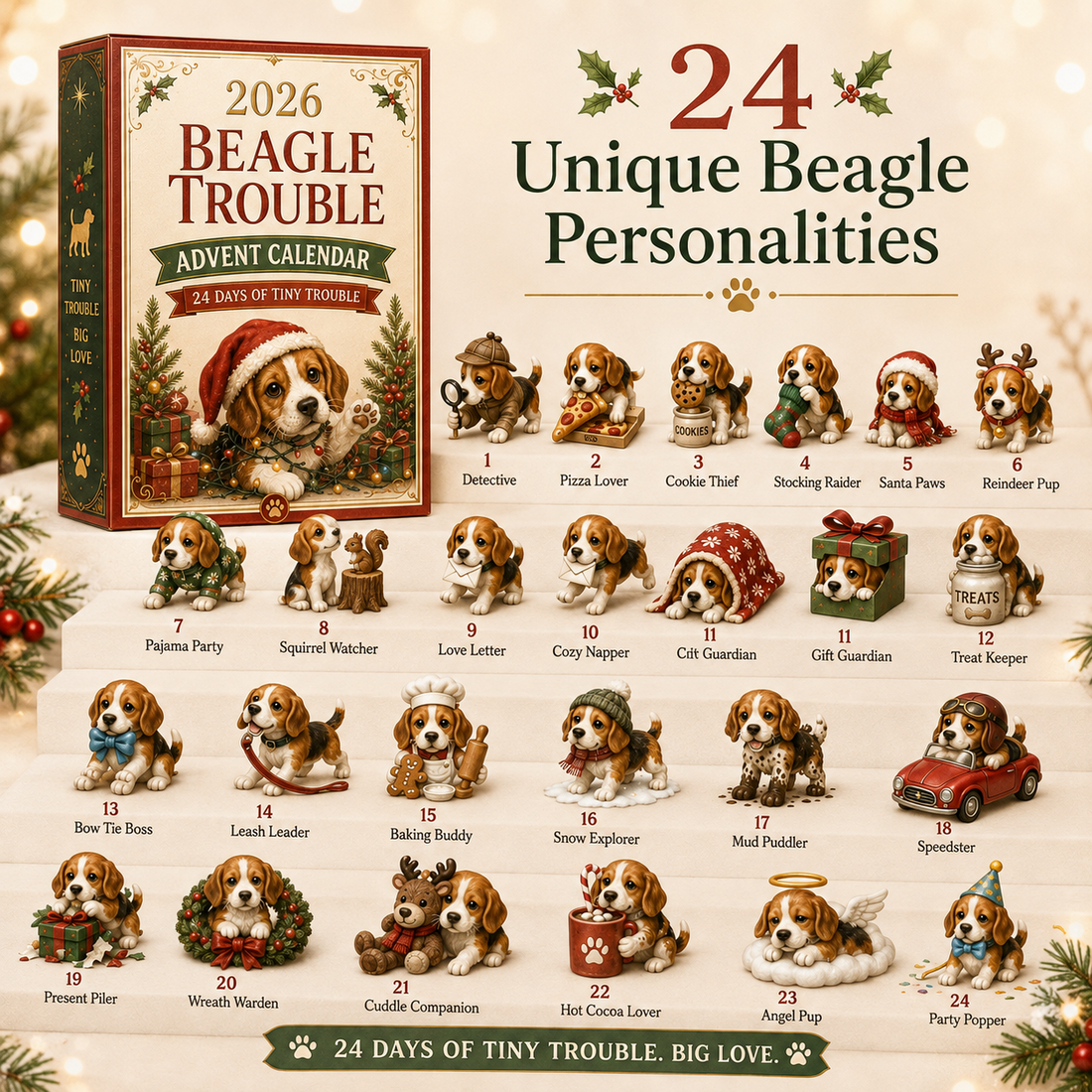 24 unique Beagle personalities inside Beagle Trouble Advent Calendar