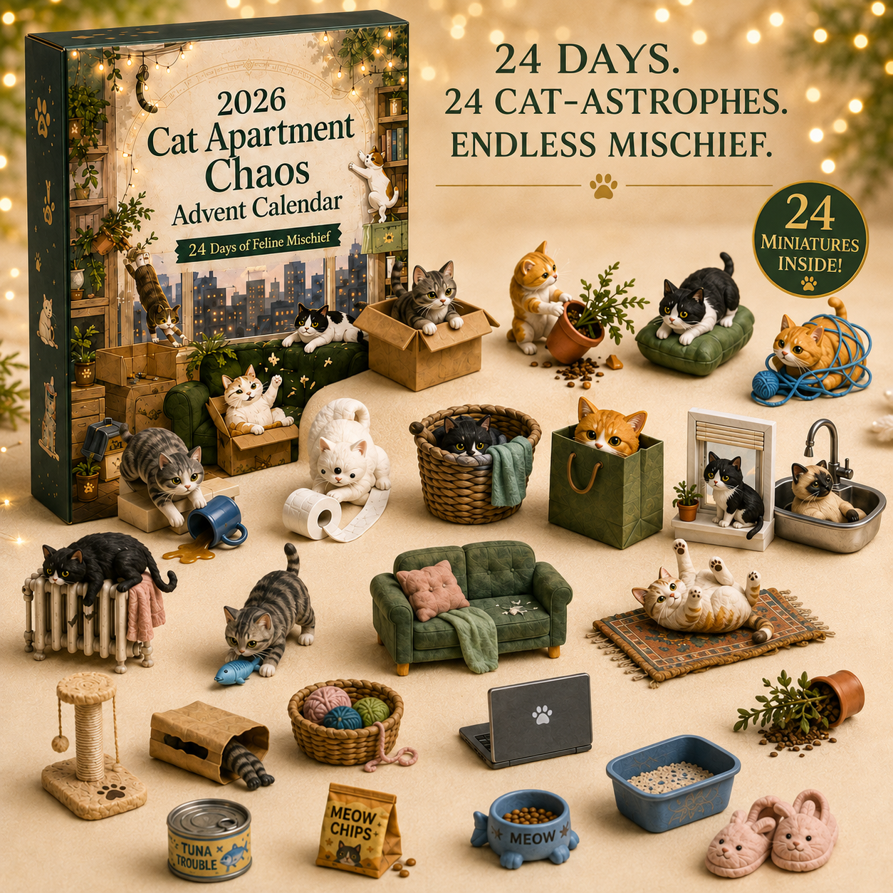 2026 Cat Apartment Chaos Advent Calendar 🐱🏠 – 24 Days of Feline Mischief