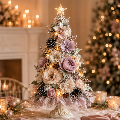 Blush Bloom Pre-Lit Floral Christmas Tree