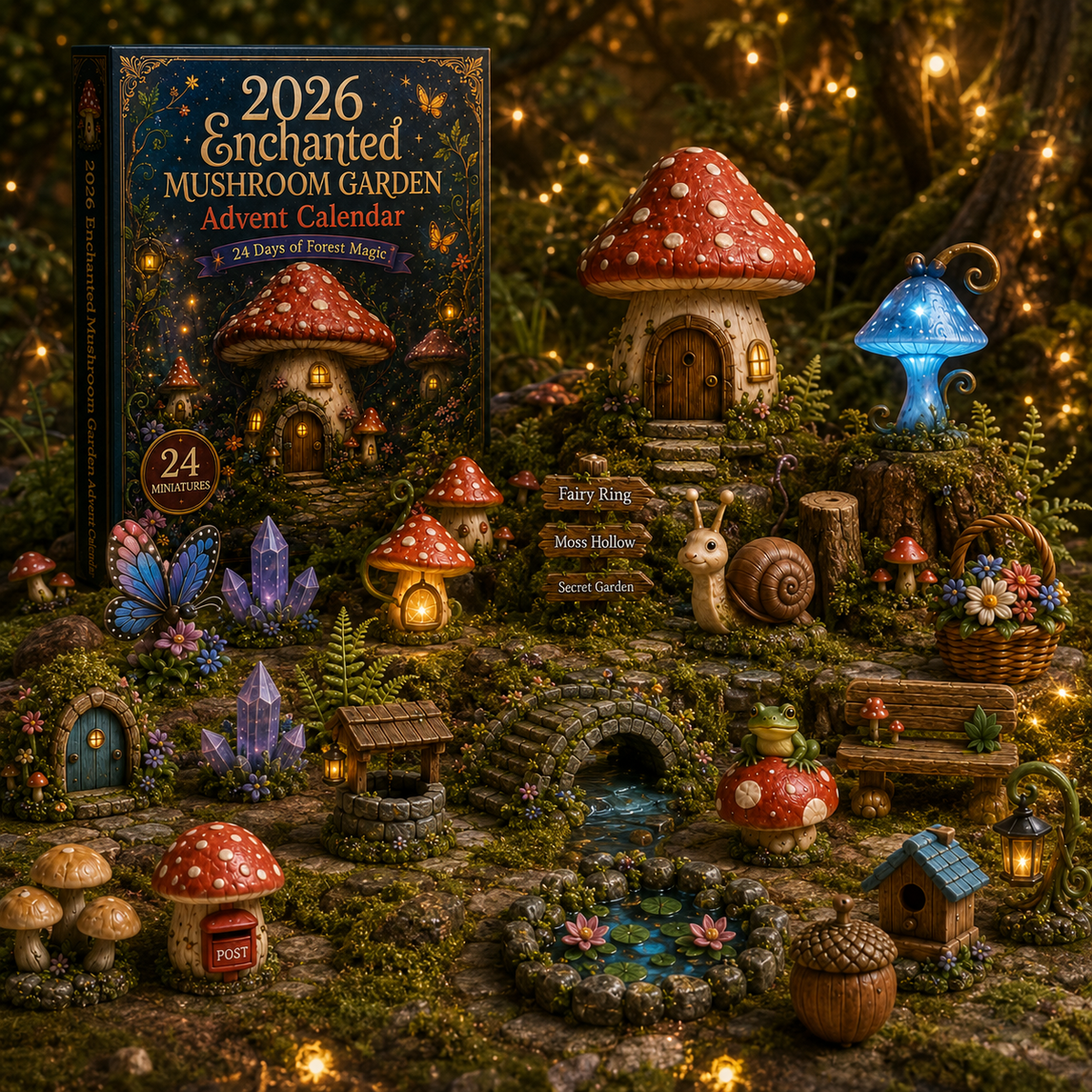 2026 Enchanted Mushroom Garden Advent Calendar 🍄✨ – 24 Days of Magical Miniature Surprises