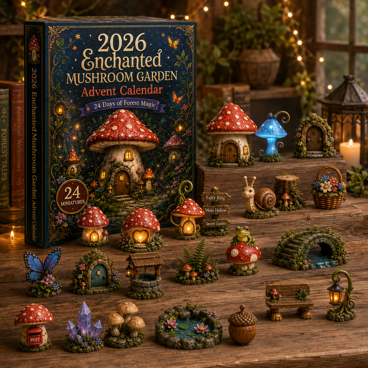 2026 Enchanted Mushroom Garden Advent Calendar 🍄✨ – 24 Days of Magical Miniature Surprises