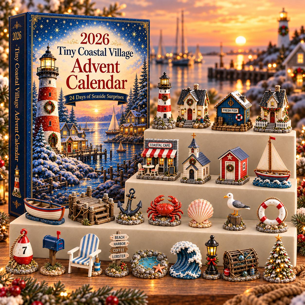 2026 Miniature Coastal Village Advent Calendar 🌊🏡 – 24 Days of Seaside Surprises
