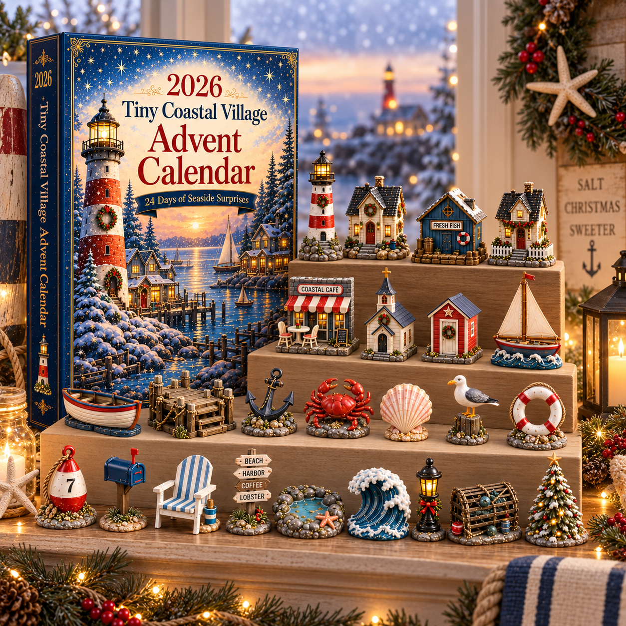 2026 Miniature Coastal Village Advent Calendar 🌊🏡 – 24 Days of Seaside Surprises