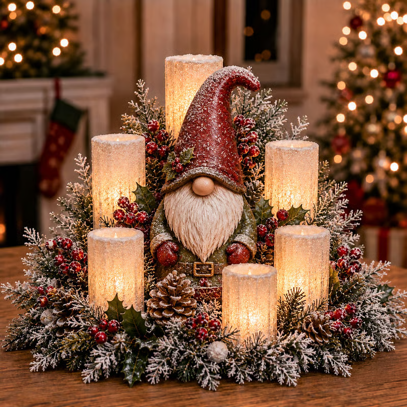 Gnome Christmas centerpiece
