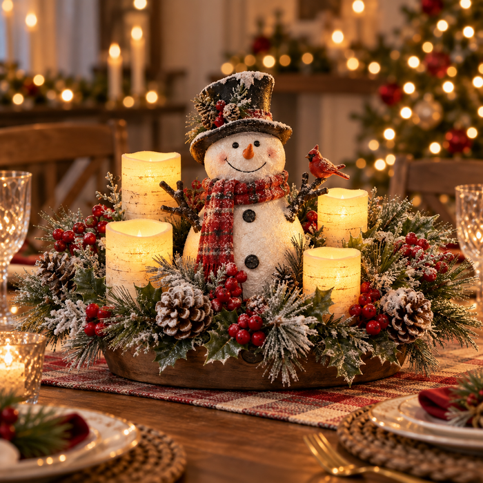 Christmas centerpiece home setting