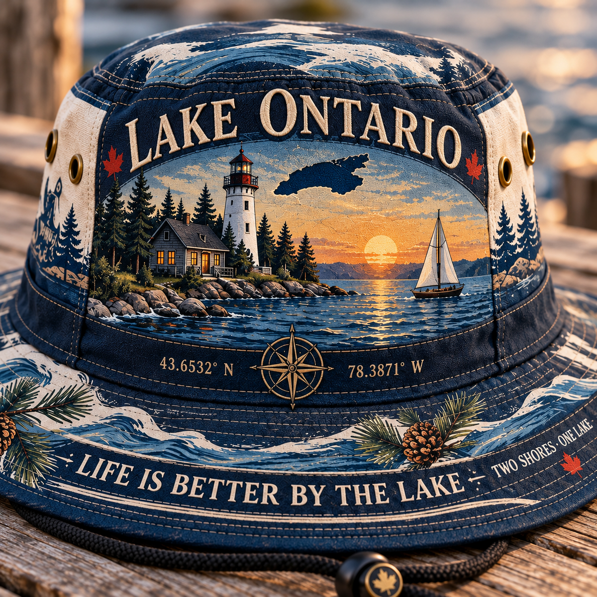 🌊 Lake Ontario Heritage Boonie Hat – Lakeside Outdoor Adventure Hat