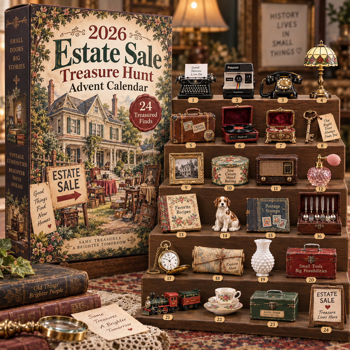 🎄 2026 Estate Sale Treasure Hunt Advent Calendar 🏡🔎 – 24 Days of Vintage Finds & Surprises